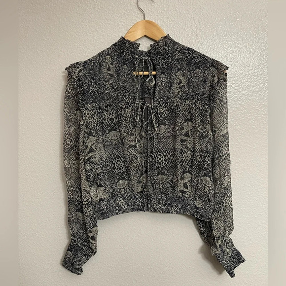 Free People Roma Snakeskin Print Crepe Blouse - Picture 7 of 12